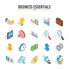 set of isometric flat vector business icons