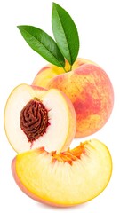 Peach slices and whole peach