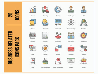 Financial Icon Pack Vector | Banking, Money, Currency, Investment, Business, Accounting, Tax, Budget,  Savings, Loan, Stock Exchange, Payment, Flat Finance Icons for Apps, Web & Infographic
