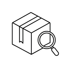 Tracked Package Line Art Icon, Delivery Box with Location Tracking Vector
