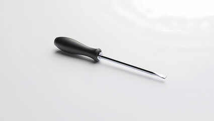 Flathead Screwdriver with a Black Ergonomic Handle on a White Background