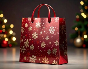 Festive shopping bag with snowflakes (1)