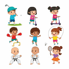 Children Enjoying Various Sports and Activities Together