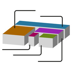 Isometric bar graph. Data visualization diagram. Business chart Vector. Analytical infographic element.