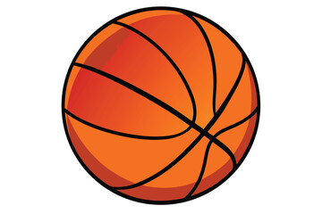 Fototapeta premium Vibrant Orange Basketball Illustration Depicting Sport and Recreation on White Background, Detailed Black Lines Accentuate the Classic Ball Shape