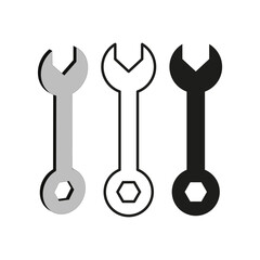 Wrench tool set. Repair instrument icon. Mechanical equipment Vector. Grey and black color.