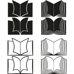 Open book icons. Reading learning symbol. Education knowledge Vector. Multiple volume graphic.