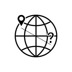 Earth question mark. Global search symbol. World problem icon. Vector communication graphic.