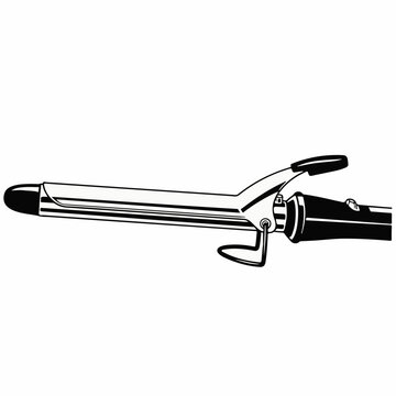 &ldquo;Curling iron&rdquo; design showcases isolated professional hair styling tool, &ldquo;Curling iron&rdquo;. &ldquo;Curling iron&rdquo; features sleek, metallic barrel with ergonomic handle, isolated on white background.