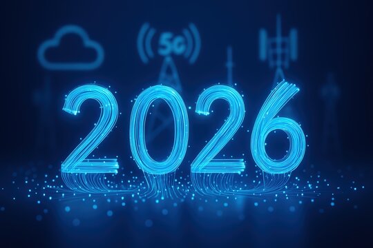 2026 With Digital 5G And Network Icons