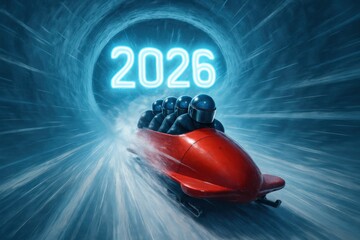 2026 Winter Sports Concept With Bobsled Team