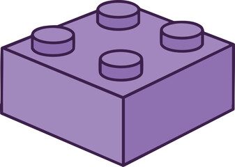 Fototapeta premium Purple building block toy piece for construction and creative play vector illustration 