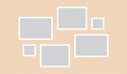 Pictures or photos frame collage, page grid layout abstract photo frames and digital photo wall template