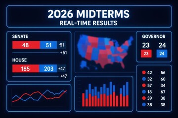 Digital Dashboard Showing 2026 Midterm Election Results
