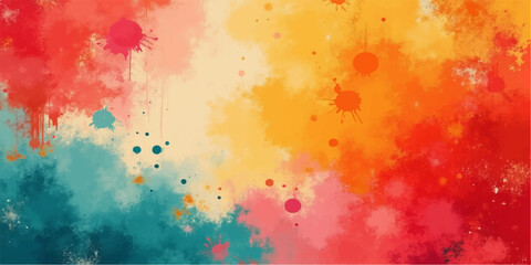 Abstract colorful watercolor background with brush strokes and splashes