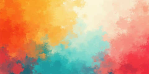 Abstract colorful watercolor background with textured grunge patterns and vibrant splashes of orange yellow and blue