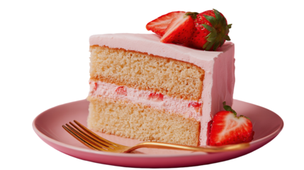 White chocolate strawberry yogurt cake decorated with fresh fruits and chocolate chunk on wood table. Delicious and sweet pink cake for Valentines or birthday party. Homemade bakery concept.