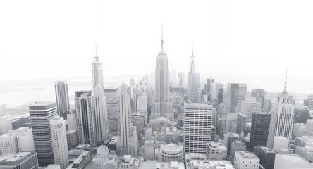 Stunning Monochromatic Cityscape High-Rise Buildings Urban Skyline Photography