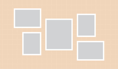 Pictures or photos frame collage, page grid layout abstract photo frames and digital photo wall template