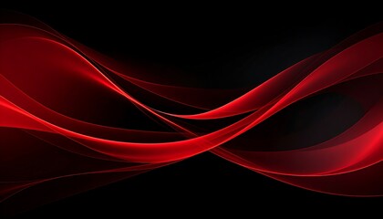 Dynamic Red Abstract Waves on Black Background
