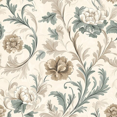 Floral or leaf pattern background suitable for wallpaper, fabric, or decorative design. Soft colors and natural style, ideal for digital and print use.