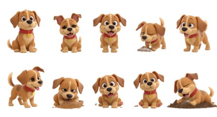 Adorable 3D Puppy Animations High-Quality Cartoon Dog Models for Commercial Use
