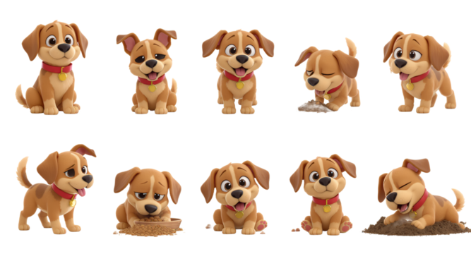 Adorable 3D Puppy Animations High-Quality Cartoon Dog Models for Commercial Use