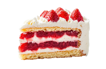 White chocolate strawberry yogurt cake decorated with fresh fruits and chocolate chunk on wood table. Delicious and sweet pink cake for Valentines or birthday party. Homemade bakery concept.