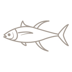 Tuna fish outline vector art and line art illustration design. Tuna fish logo icon outline illustration. Salmon tuna fish line icon seafood logo. Hand Drawn Illustration Isolated.