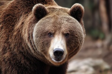 Grizzly bear in natural habitat displaying curiosity among forest surroundings during daylight hours