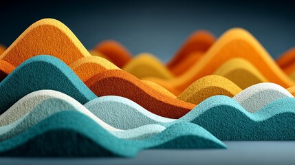 Colorful Abstract Sand Waves Creating Textured Landscape in Vibrant Earthy Tones