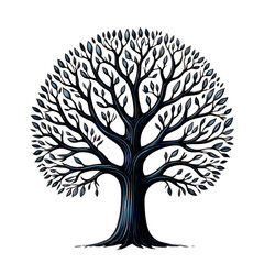 Naklejka premium Circular Tree of Life: Elegant Ink Illustration