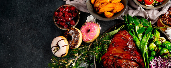 Christmas holidays table setting concept