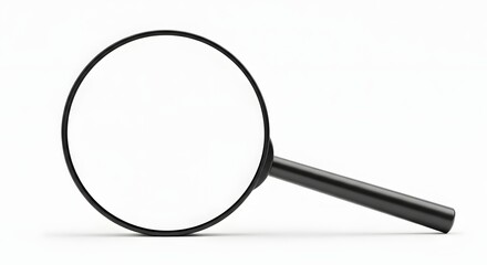 Classic Magnifying Glass on White Background for Discovery, Investigation, and Finding Solutions