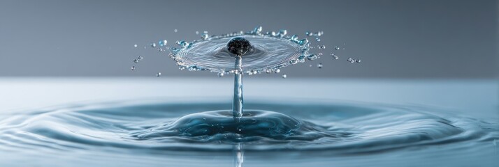 Water droplet impact creating a splash