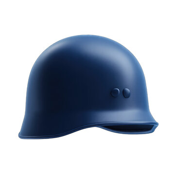 Blue military helmet, angled view