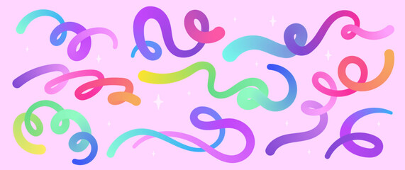 Pastel color fluid brush, smooth line gradient  drawing, design element, abstract, curvy lines