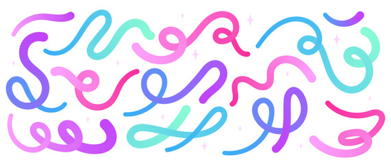 Pastel color fluid brush, smooth line gradient  drawing, design element, abstract, curvy lines