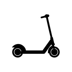 Silhouette of a kick scooter on transparent background