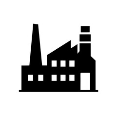 Factory building icon on transparent background silhouette