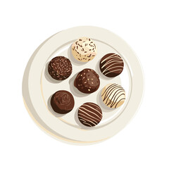 Fototapeta premium flat design of chocolate truffles arranged on a plate, simple and elegant style vector illustration