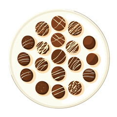 Fototapeta premium flat design of chocolate truffles arranged on a plate, simple and elegant style vector illustration