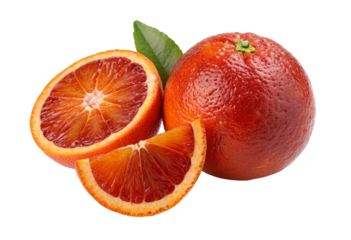 Fresh and juicy blood orange with vibrant slices on black isolated background best photo