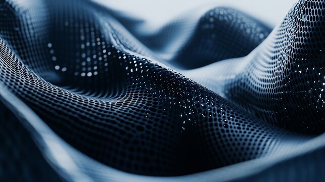 Abstract blue fractal texture with blurred dynamic curves creating a smooth surface