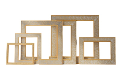 Elegant Gold Grey Ornate Picture Frames Set - Multiple Sizes Available