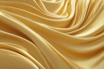 Obraz premium Elegant golden fabric draped gracefully, showcasing smooth textures and rich sheen in soft lighting