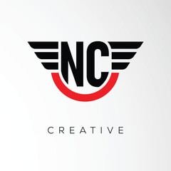 NC Creative Wings Letter Logo with Modern Shield - Powerful Business and Branding Symbol