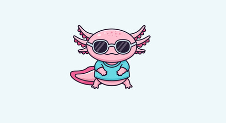 Fototapeta premium Cool Axolotl with Sunglasses Cartoon Character Vector
