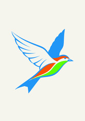 Obraz premium Colorful Stylized Bird in Flight with Clean Vector Design