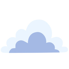 Flat vector wide blue cloud with soft rounded edges, perfect for backgrounds, sky themes, and weather illustrations in design projects.